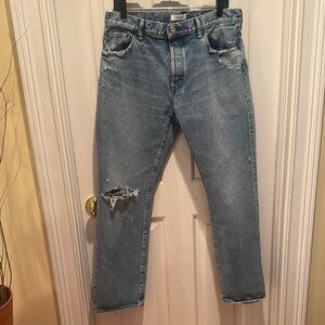 Moussy Vintage Men's Distressed Blue Jeans